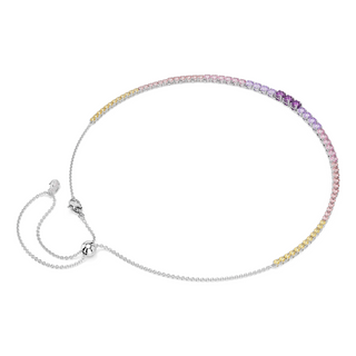Matrix Tennis necklace, Gradient of round cuts, Multicolored, Rhodium plated