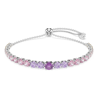 Matrix Tennis bracelet, Gradient of round cuts, Multicolored, Rhodium plated