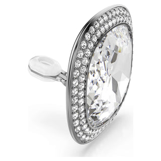 Una Angelic clip earrings, Cushion cut, White, Ruthenium plated