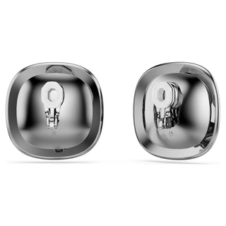 Una Angelic clip earrings, Cushion cut, White, Ruthenium plated