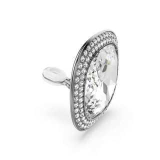 Una Angelic clip earrings, Cushion cut, White, Ruthenium plated