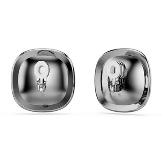 Una Angelic clip earrings, Cushion cut, White, Ruthenium plated