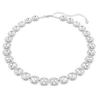 Una Angelic necklace, Cushion cut, White, Rhodium plated