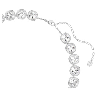 Una Angelic necklace, Cushion cut, White, Rhodium plated