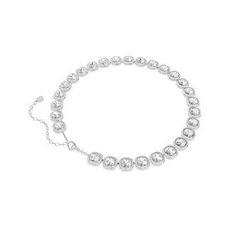 Una Angelic necklace, Cushion cut, White, Rhodium plated