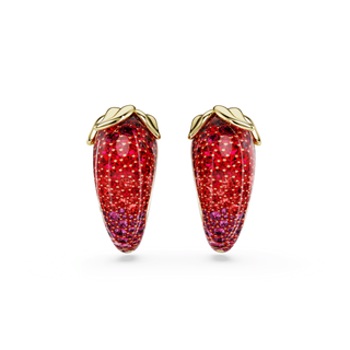 Idyllia clip earrings, Red, 18K gold finish