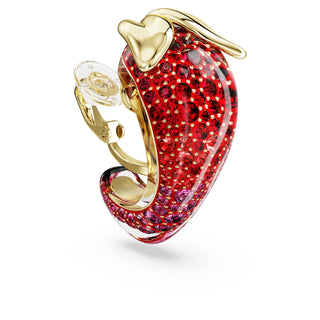 Idyllia clip earrings, Red, 18K gold finish