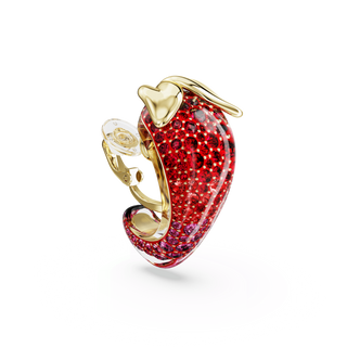 Idyllia clip earrings, Red, 18K gold finish