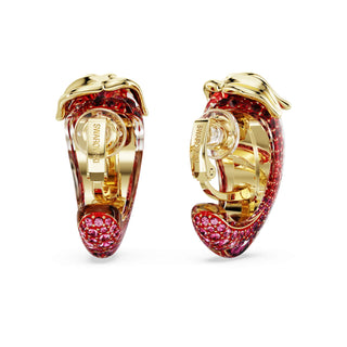 Idyllia clip earrings, Red, 18K gold finish