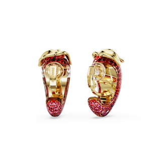 Idyllia clip earrings, Red, 18K gold finish