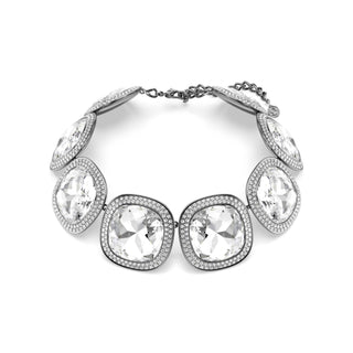 Una Angelic choker, Cushion cut, White, Ruthenium plated