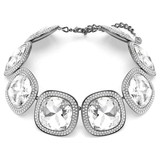 Una Angelic choker, Cushion cut, White, Ruthenium plated
