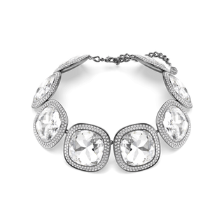 Una Angelic choker, Cushion cut, White, Ruthenium plated