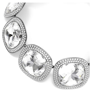 Una Angelic choker, Cushion cut, White, Ruthenium plated