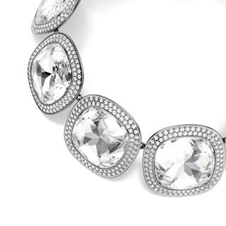Una Angelic choker, Cushion cut, White, Ruthenium plated
