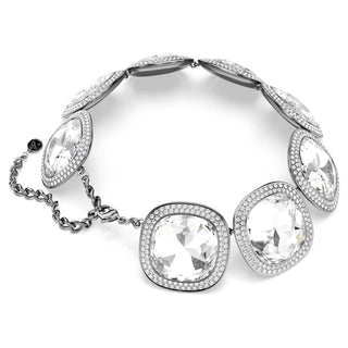 Una Angelic choker, Cushion cut, White, Ruthenium plated