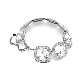 Una Angelic choker, Cushion cut, White, Ruthenium plated