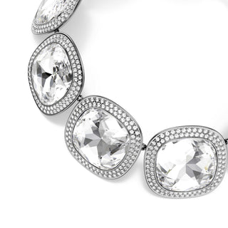 Una Angelic choker, Cushion cut, White, Ruthenium plated