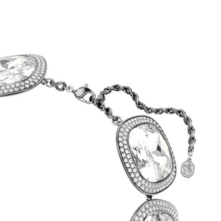 Una Angelic choker, Cushion cut, White, Ruthenium plated