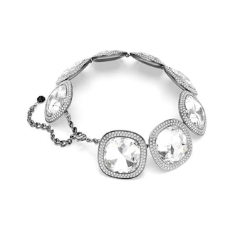 Una Angelic choker, Cushion cut, White, Ruthenium plated