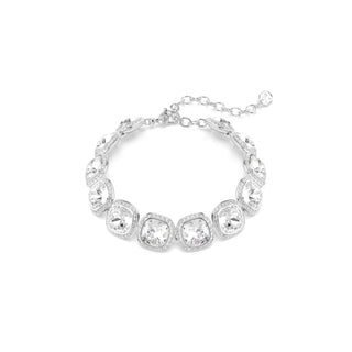 Una Angelic bracelet, Cushion cut, White, Rhodium plated