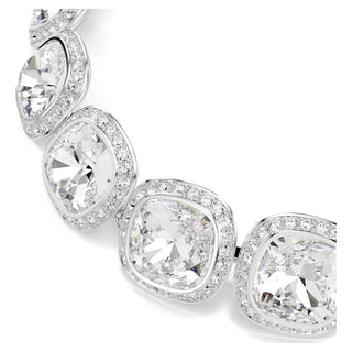 Una Angelic bracelet, Cushion cut, White, Rhodium plated