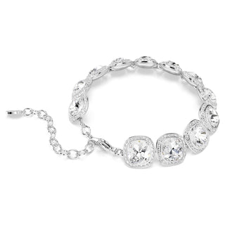 Una Angelic bracelet, Cushion cut, White, Rhodium plated