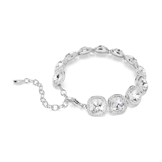 Una Angelic bracelet, Cushion cut, White, Rhodium plated