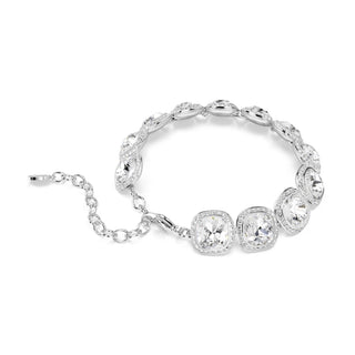 Una Angelic bracelet, Cushion cut, White, Rhodium plated