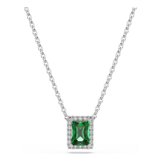 Una Angelic pendant, Rectangular cut, Pavé, Green, Rhodium plated