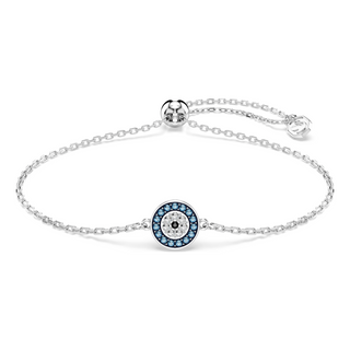 Luckily bracelet, Pavé, Eye, Blue, Rhodium plated