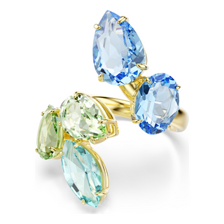 Gema open ring, Mixed cuts, Multicolored, Gold-tone plated