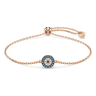 Luckily bracelet, Pavé, Eye, Blue, Rose gold-tone plated