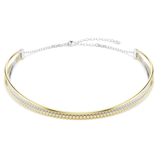 Hyperbola necklace, Round cut, White, Mixed metal finish