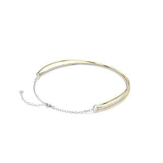 Hyperbola necklace, Round cut, White, Mixed metal finish