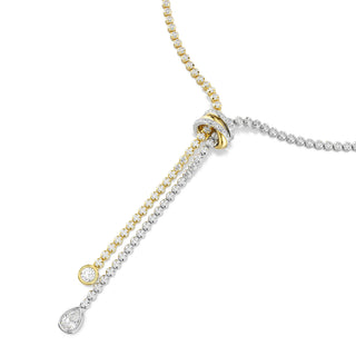 Hyperbola Y necklace, Round cut, Knot, White, Mixed metal finish