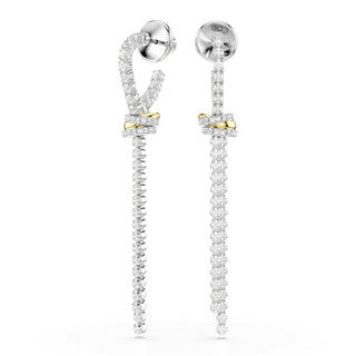 Hyperbola drop earrings, Round cut, Knot, White, Mixed metal finish