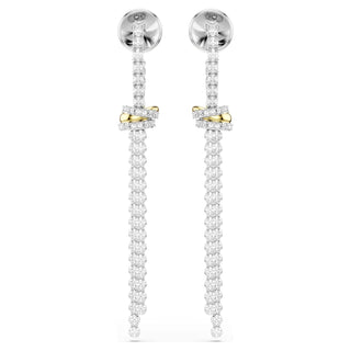 Hyperbola drop earrings, Round cut, Knot, White, Mixed metal finish