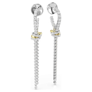 Hyperbola drop earrings, Round cut, Knot, White, Mixed metal finish