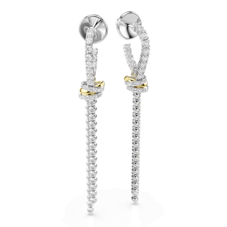 Hyperbola drop earrings, Round cut, Knot, White, Mixed metal finish