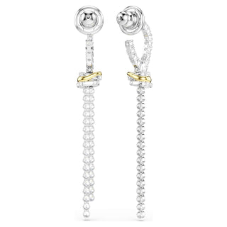 Hyperbola drop earrings, Round cut, Knot, White, Mixed metal finish