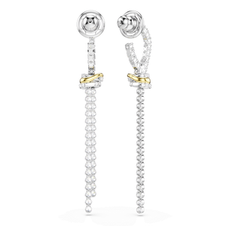 Hyperbola drop earrings, Round cut, Knot, White, Mixed metal finish