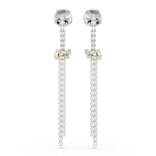 Hyperbola drop earrings, Round cut, Knot, White, Mixed metal finish