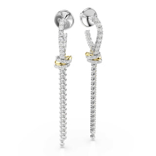 Hyperbola drop earrings, Round cut, Knot, White, Mixed metal finish