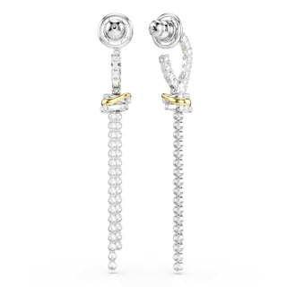 Hyperbola drop earrings, Round cut, Knot, White, Mixed metal finish