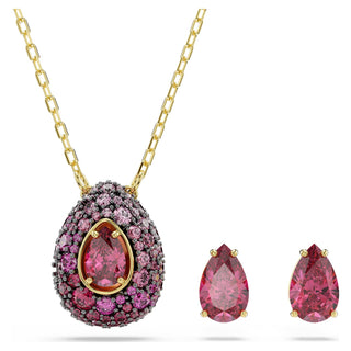 Sublima set, Set (2), Pear cut, Red, 18K gold finish