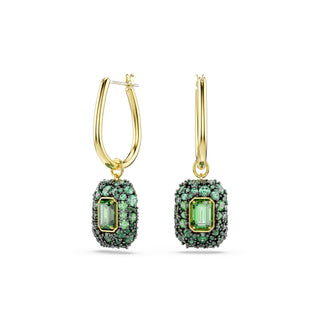 Sublima drop earrings, Octagon cut, Green, 18K gold finish