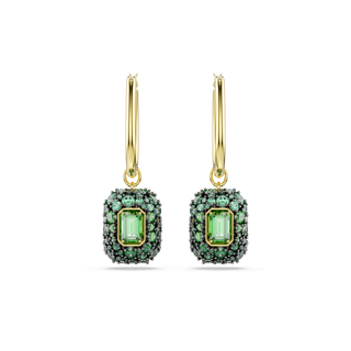 Sublima drop earrings, Octagon cut, Green, 18K gold finish