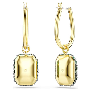 Sublima drop earrings, Octagon cut, Green, 18K gold finish