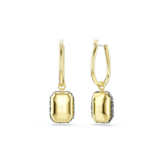 Sublima drop earrings, Octagon cut, Green, 18K gold finish